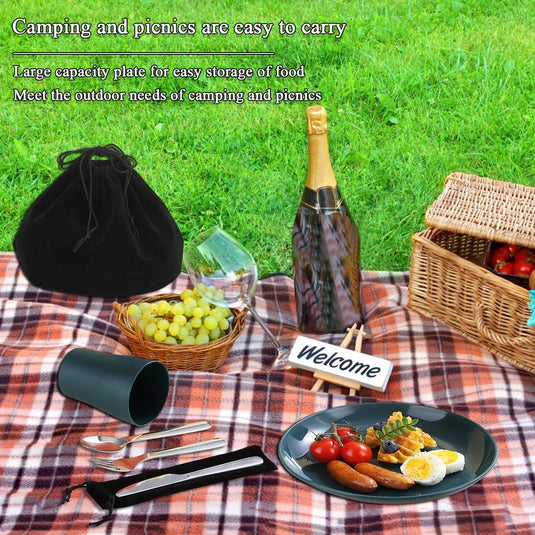 Campingservies set 5-delig voor 1 persoon met tas