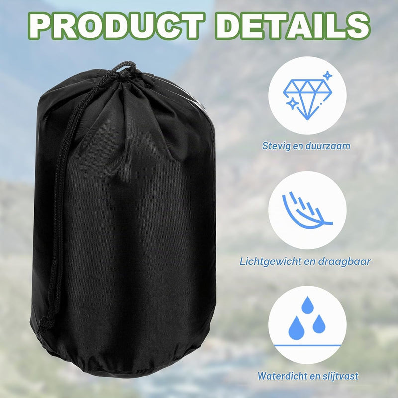 Laad afbeelding in Galerijviewer, Waterdichte opbergzak 34,5 x 67 cm met trekkoord donkergroen – stuff sack – camping accessoires
