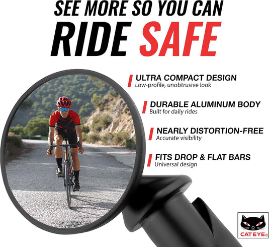 CatEye BM-45 stuureinde fietsspiegel, zwart