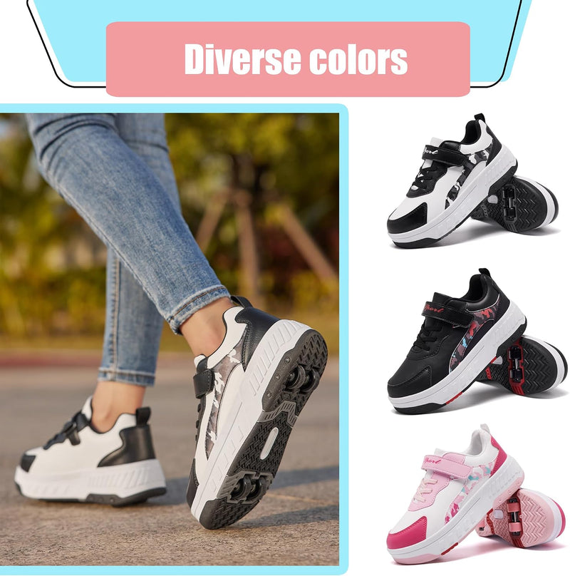 Load image into Gallery viewer, Schoenen met wieltjes, voor jongens en meisjes, kinderrolschaatsen, 2-in-1 rolschaatsen, gymschoenen, skateboardschoenen

