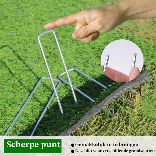 Kotwy gruntowe, 60 sztuk, 15 cm, ze stali ocynkowanej, z 30 podkładkami mocującymi – śledzie ogrodowe – mocowanie agrowłókniny przeciw chwastom