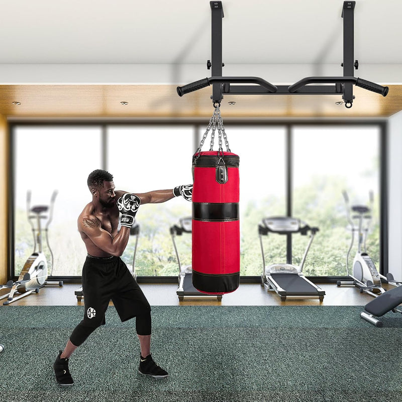 Load image into Gallery viewer, Optrekstang voor plafondmontage met 4 gripposities tot 227 kg – pull-up bar – krachttraining
