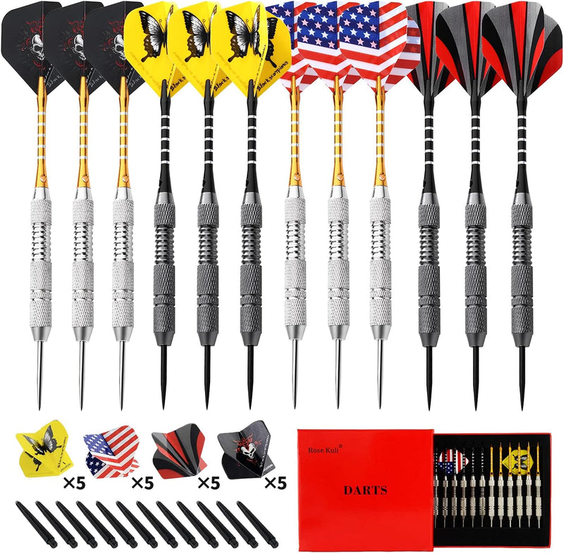 Load image into Gallery viewer, Dartpijlen, 12 stuks, 24 gram, stalen punt, dartset, professionele dartset met aluminium schachten en 4 stijlen van vinnen
