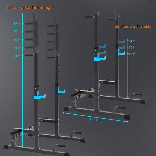 Verstelbaar squat rack met dipstation