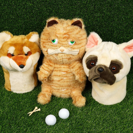 Pluche golfclub beschermhoes met grappig kattenontwerp voor drivers tot 460cc – katten headcover – golfcadeau