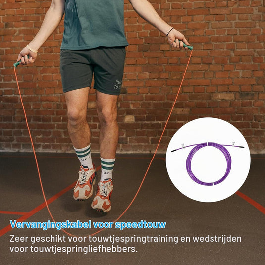 Speed jump rope vervangingskabel 3 meter x 2,5 mm rood – springtouw kabel – fitness accessoires