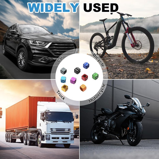 Ventieldoppen 8 stuks dobbelsteen design van aluminium hemelsblauw – bandendoppen – fiets auto accessoires