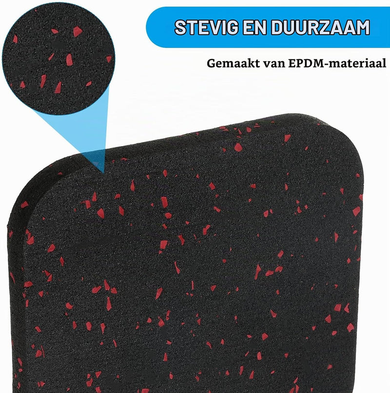 Load image into Gallery viewer, Antivibratie matten 6 stuks 10 x 10 x 1 cm zwart-rood – vloerbeschermers – fitnessapparatuur accessoires
