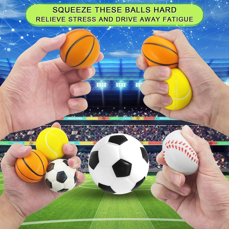 Załaduj obraz do przeglądarki galerii, Mini sportballen 12 stuks zachte stressballen 5 cm – voetbal basketbal tennis en honkbal
