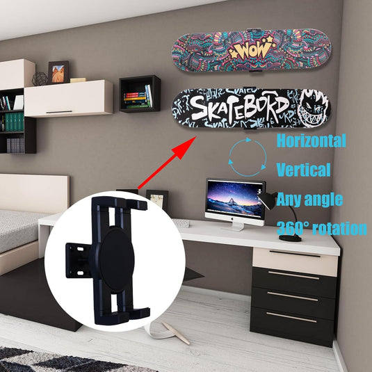 Skateboard wandhouder 360° draaibaar 2 stuks tot 15 kg – deck displayhouder – skate accessoires