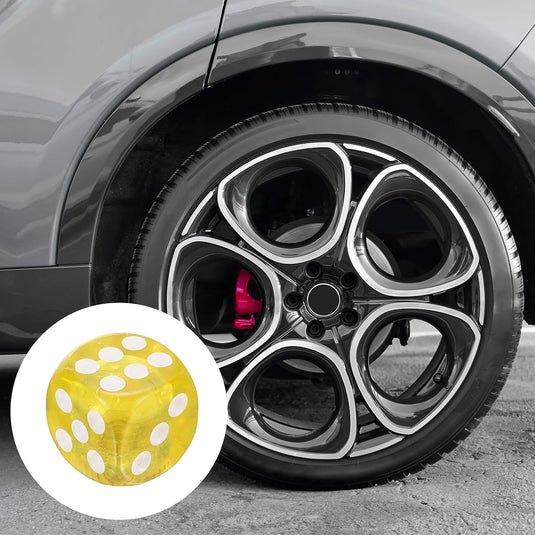Ventieldoppen 4 stuks dobbelsteen design 14 x 14 mm blauw – kunststof bandendoppen – fiets auto accessoires