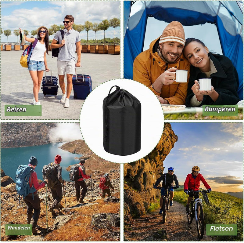 Load image into Gallery viewer, Waterdichte opbergzakken 2 stuks 13 x 25 cm met trekkoord donkergrijs – stuff sacks – camping accessoires
