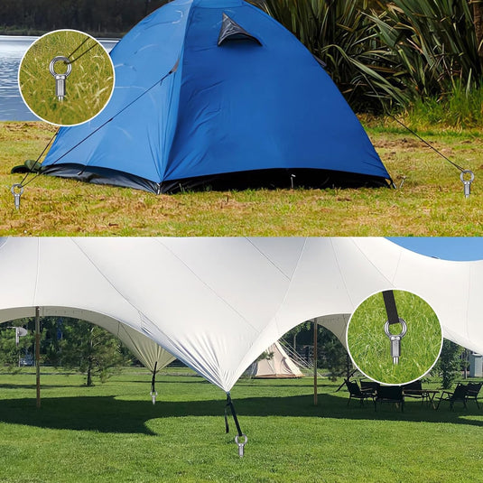 Grondankers 6 stuks 47 cm heavy duty met vaste ring – trampoline ankers – stormankers
