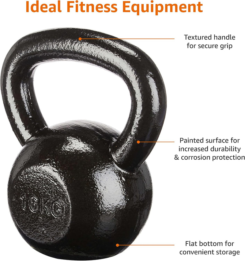 Laad afbeelding in Galerijviewer, Amazon Basics Cast-Iron Kettlebell, 35.3 pound (16 kg), Black
