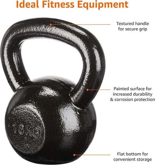 Amazon Basics Cast-Iron Kettlebell, 35.3 pound (16 kg), Black