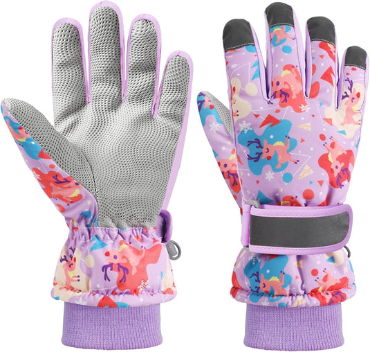 Waterdichte skihandschoenen voor kinderen 4-6 jaar violet