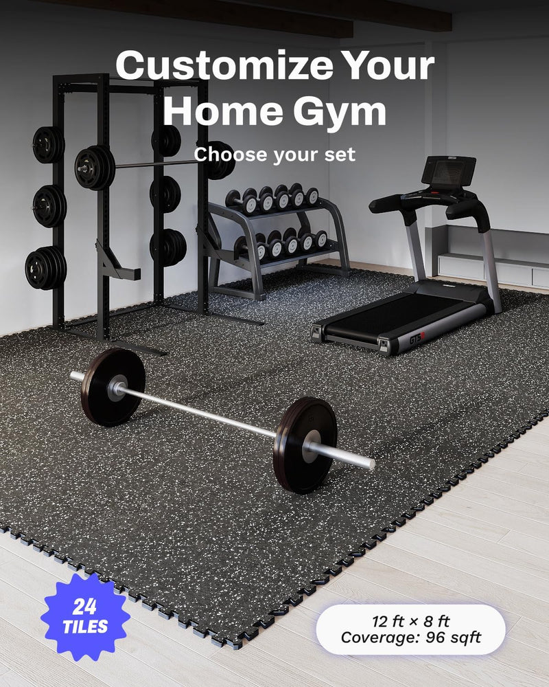 Laden Sie das Bild in Galerie -Viewer, Puzzelmat fitness 12 stuks – 60 x 60 x 1,4 cm – antislip rubber en EVA vloerbescherming voor homegym – zwart/wit
