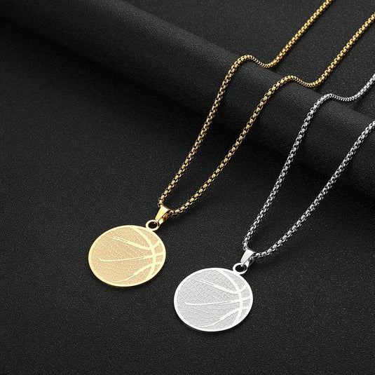 Basketbal ketting met hanger roestvrij staal