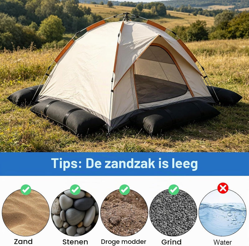 Chargez l'image dans la visionneuse de la galerie, Verzwaringszakken 2 stuks 70 x 25 cm vulbaar tot 20 kg – zandzakken – outdoor gewichten
