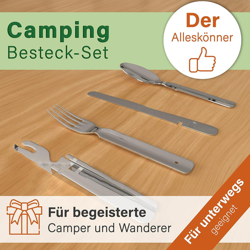 Chargez l'image dans la visionneuse de la galerie, Campingbestek set 4-delig roestvrij staal zilver
