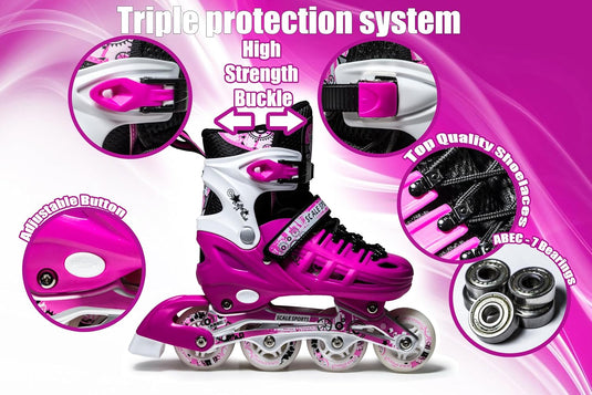 Adjustuble Rolschaatsen met oplichtende wielen voor kinderen en volwassenen - Kids Inline Roller laarzen met opbergtas voor peuters, rolschaatsen voor meisjes, jongens, professionals en