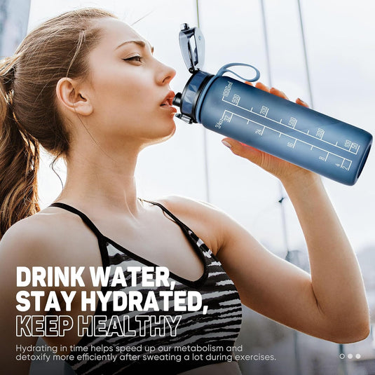 Drinkfles 1 liter BPA-vrij met antislip grip en lekvrije sluiting – waterfles – sportfles