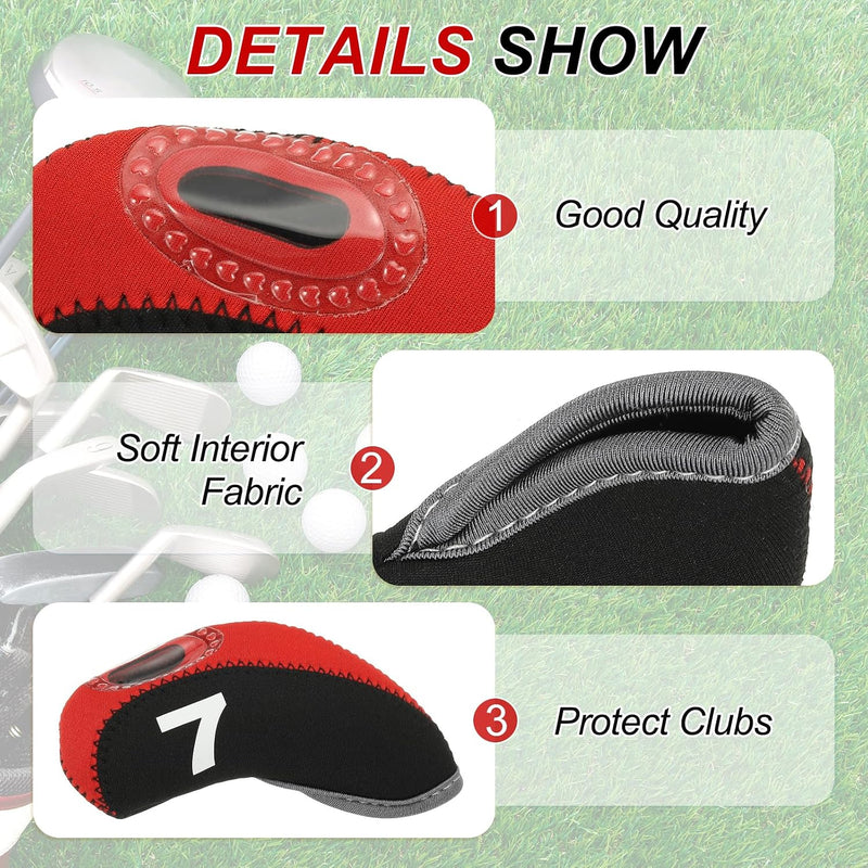 Laad afbeelding in Galerijviewer, Golfclub beschermhoezen 10 stuks zwart neopreen – genummerde ijzerhoezen – golf headcovers voor golfset en golftas
