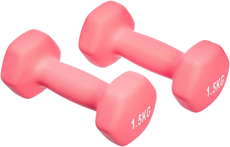 Load image into Gallery viewer, Amazon Basics Neopren Hanteln Gewichte, Hantelset, 2er-Set, 1–5kg, Sechseckig, für Krafttraining und Fitnesskurse
