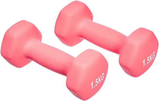 Amazon Basics Neopren Hanteln Gewichte, Hantelset, 2er-Set, 1–5kg, Sechseckig, für Krafttraining und Fitnesskurse