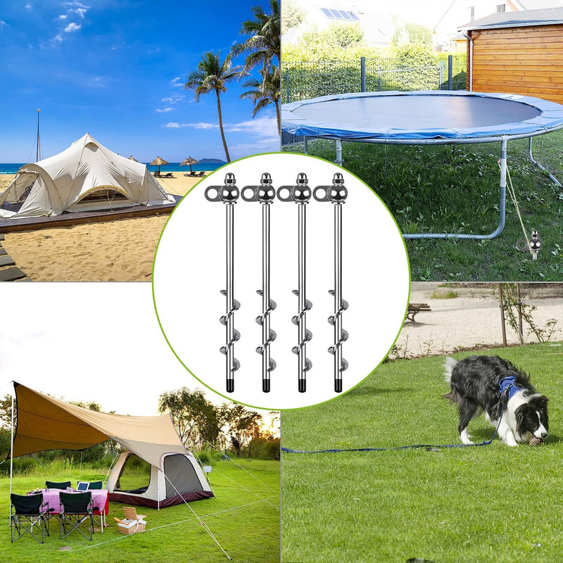 Laden Sie das Bild in Galerie -Viewer, Grondankers 4 stuks 30 cm heavy duty met booradapter – trampoline ankers – stormankers
