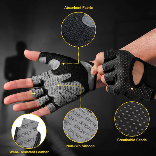 Gymhandschoenen met antislip grip en padding