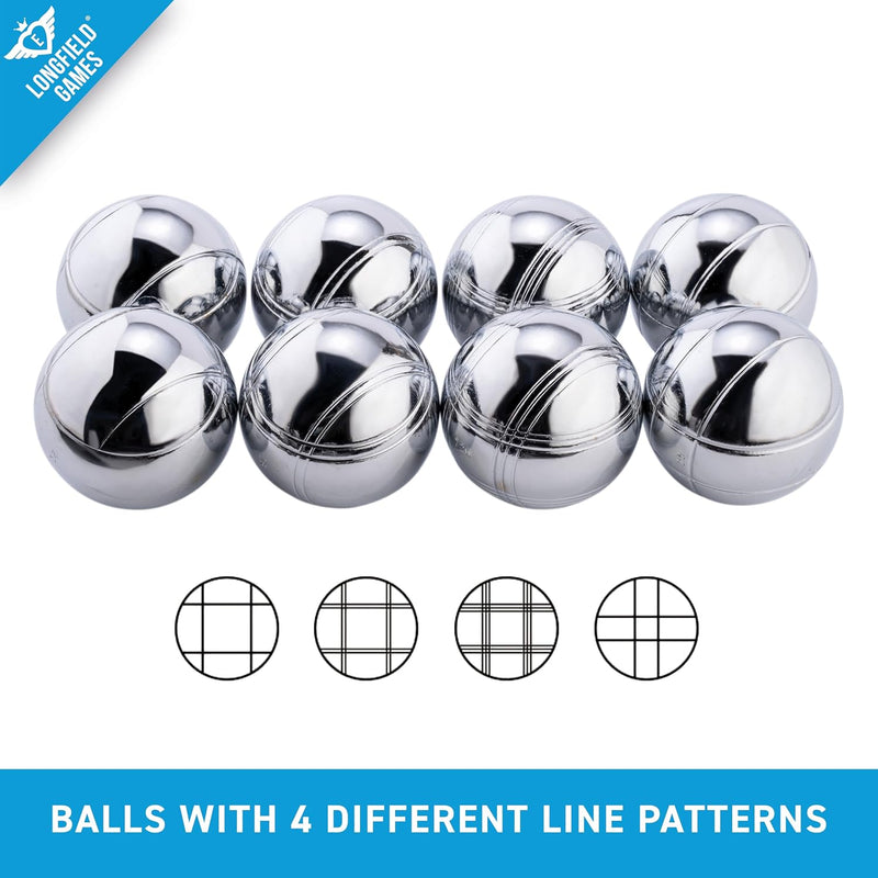 Laad afbeelding in Galerijviewer, Engelhart - 010206 - Petanque ballen set (8 bouleballen) luxe petanque spellen - boules set in houten kist, 8 stuks - Jeu de boules -
