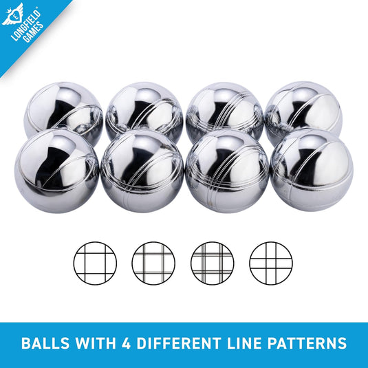Engelhart - 010206 - Petanque ballen set (8 bouleballen) luxe petanque spellen - boules set in houten kist, 8 stuks - Jeu de boules -