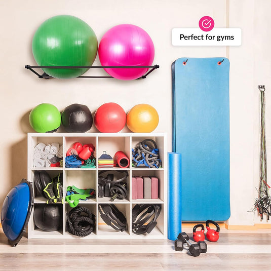 Sportbal wandhouder voor fitnessballen mat zwart