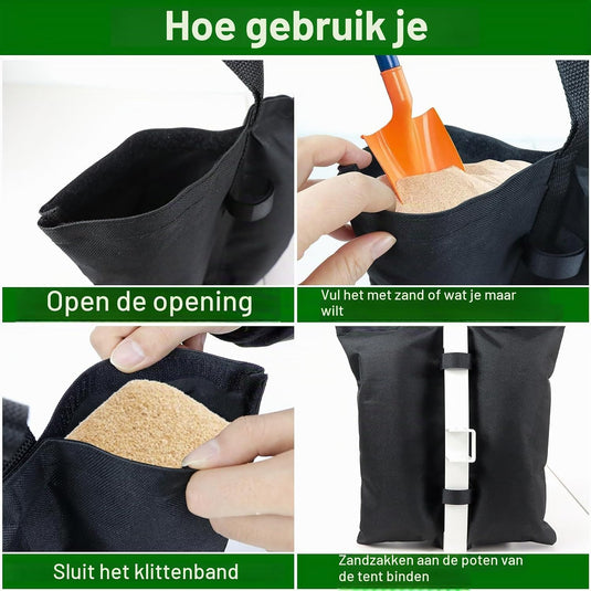 Verzwaringszakken 4 stuks vulbaar met zand – gewichtszakken – trampoline en paviljoen accessoires