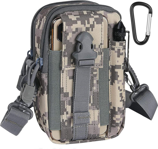 flintronic Tactische Heuptassen, Molle EDC Pouch, Outdoor Heuptas+Haak, Utility Gadget Riemtas met Mobiele Telefoon Holster voor Sport, Wandelen, Kamperen, Reizen-Zwart