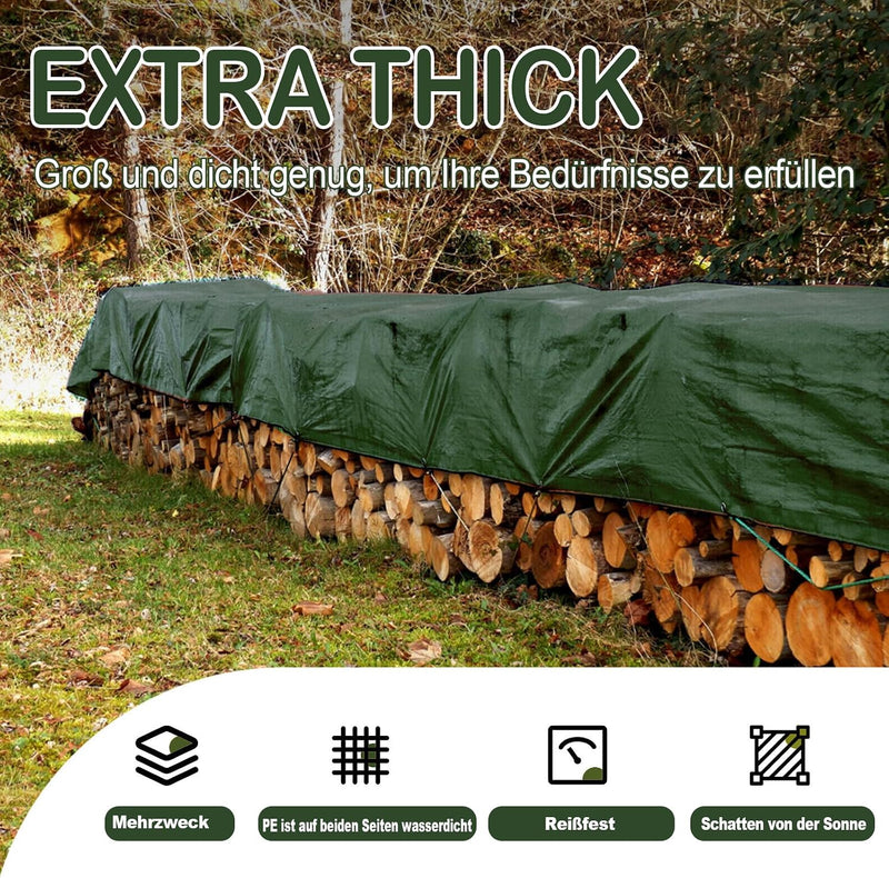 Laden Sie das Bild in Galerie -Viewer, Waterdicht afdekzeil 4 x 5 meter 180 g/m² met ogen groen-zilver – PE dekzeil – beschermzeil
