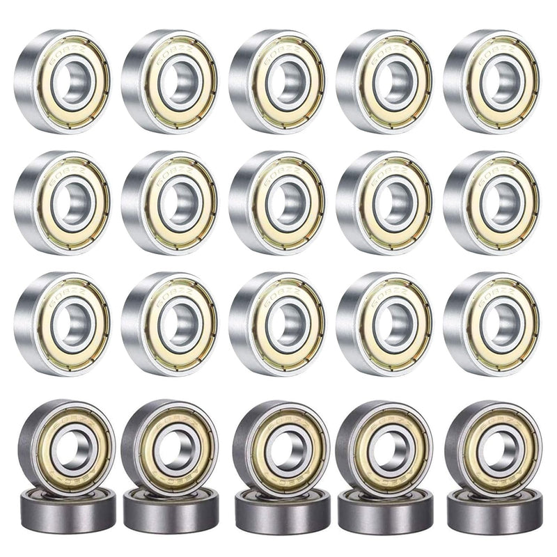Laad afbeelding in Galerijviewer, Kogellagers, 20 stuks 608 ZZ kogellagers, voor schaatsen, skateboards, inline skates, 8 mm x 22 mm x 7 mm
