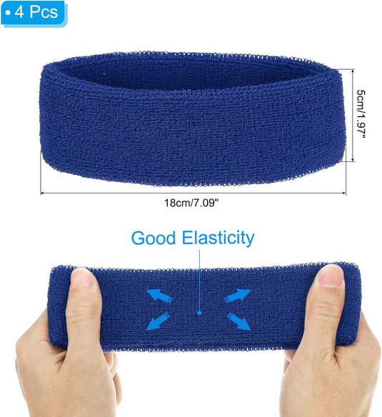 Zweetband hoofdbanden 4 stuks van badstof – sport hoofdband – fitness accessoires