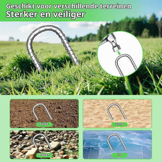 Grondankers 6 stuks 30 cm U-vorm met schroefdraad – trampoline haringen – stormankers
