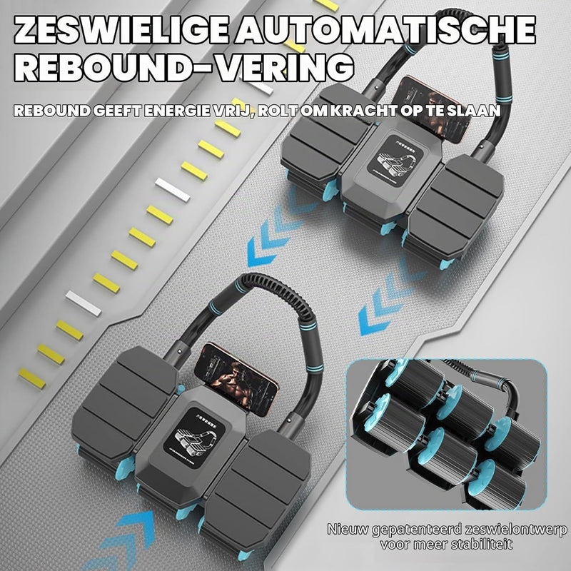 Load image into Gallery viewer, Ab roller met automatische rebound en gevoerde elleboogsteun tot 150 kg – buikspiertrainer – ab wheel
