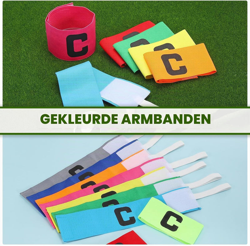 Chargez l'image dans la visionneuse de la galerie, Aanvoerdersbanden 9 stuks verstelbaar 33 x 7 cm in 9 kleuren – captain armbanden – voetbal accessoires
