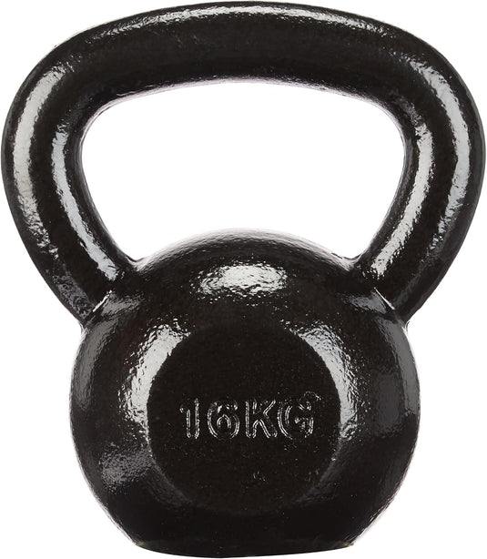 Amazon Basics Cast-Iron Kettlebell, 35.3 pound (16 kg), Black