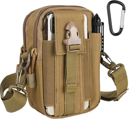 flintronic Tactische Heuptassen, Molle EDC Pouch, Outdoor Heuptas+Haak, Utility Gadget Riemtas met Mobiele Telefoon Holster voor Sport, Wandelen, Kamperen, Reizen-Zwart