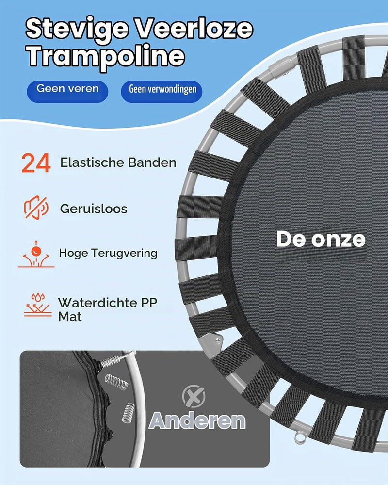 Chargez l'image dans la visionneuse de la galerie, Kindertrampoline 91 cm opvouwbaar met handgreep en antislip poten – mini trampoline – indoor trampoline
