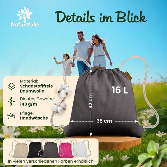 Katoenen gymtas naturel met trekkoord 140 g/m² – sporttas – rugzak