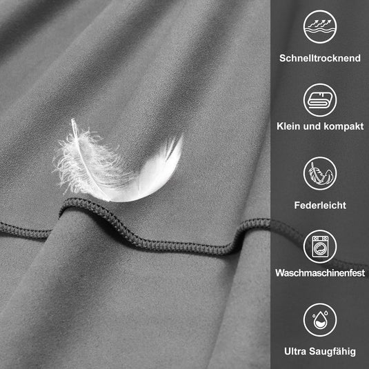Fitnesshanddoek Microvezel 120x50 cm Sneldrogend met Ritsvak – Sporthanddoek – Reishanddoek