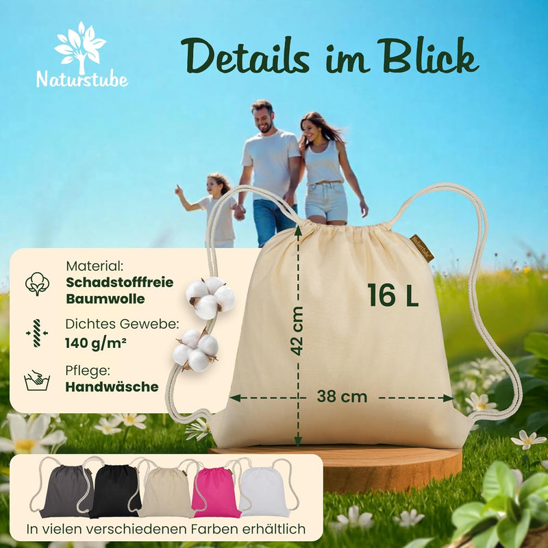 Load image into Gallery viewer, Katoenen gymtas naturel met trekkoord 140 g/m² – sporttas – rugzak
