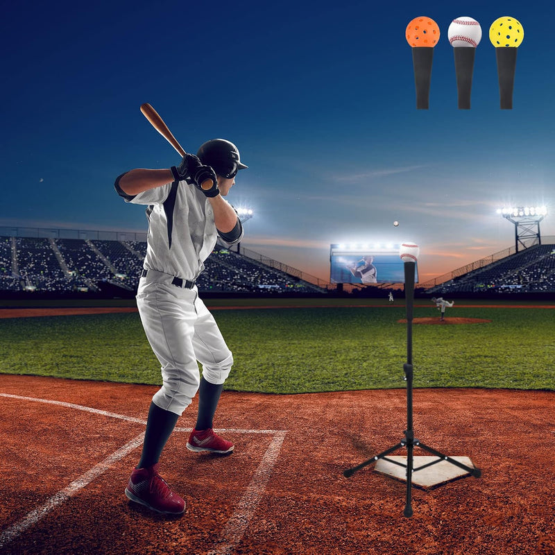 Laad afbeelding in Galerijviewer, Verstelbare batting tee 63-104 cm met statief zwart – baseball slagstandaard – honkbal softball accessoires
