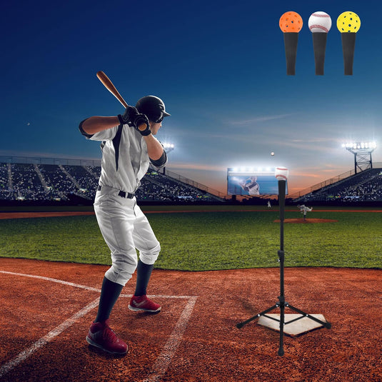 Verstelbare batting tee 63-104 cm met statief zwart – baseball slagstandaard – honkbal softball accessoires
